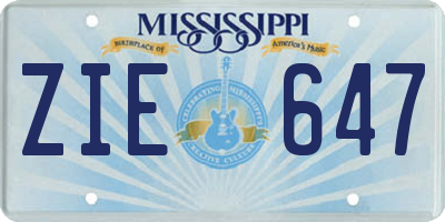 MS license plate ZIE647