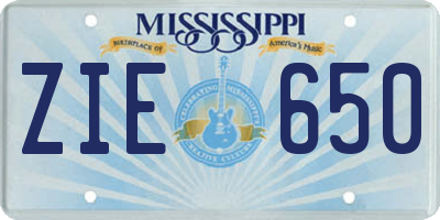 MS license plate ZIE650