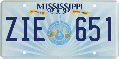 MS license plate ZIE651