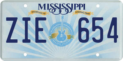 MS license plate ZIE654