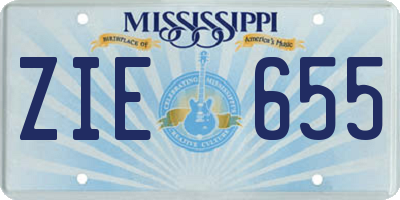 MS license plate ZIE655