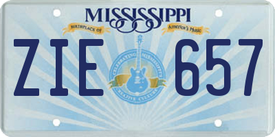 MS license plate ZIE657