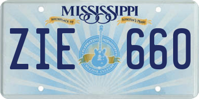 MS license plate ZIE660