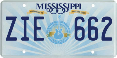 MS license plate ZIE662