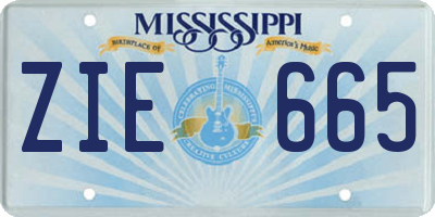 MS license plate ZIE665