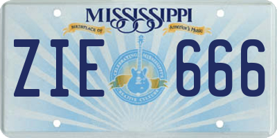 MS license plate ZIE666