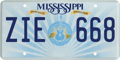 MS license plate ZIE668