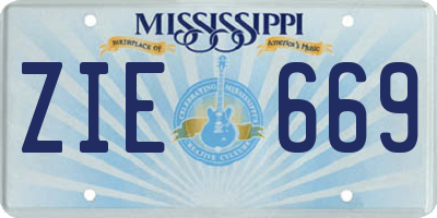 MS license plate ZIE669