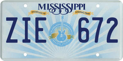 MS license plate ZIE672