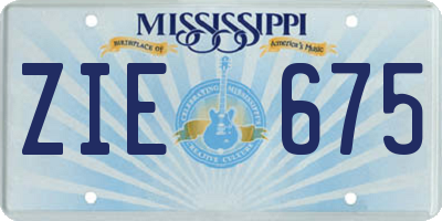 MS license plate ZIE675