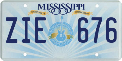 MS license plate ZIE676