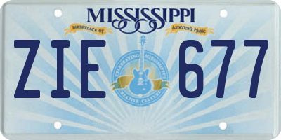 MS license plate ZIE677