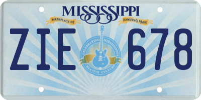 MS license plate ZIE678