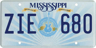 MS license plate ZIE680