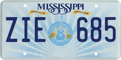 MS license plate ZIE685