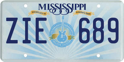 MS license plate ZIE689