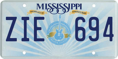 MS license plate ZIE694