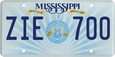MS license plate ZIE700
