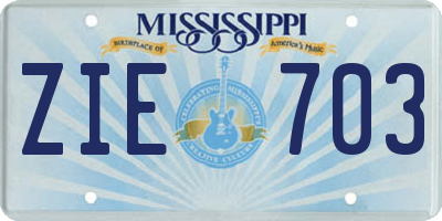 MS license plate ZIE703