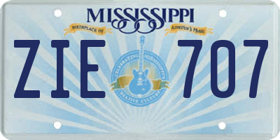 MS license plate ZIE707