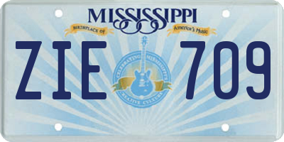 MS license plate ZIE709