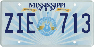 MS license plate ZIE713