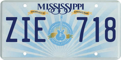MS license plate ZIE718