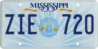 MS license plate ZIE720