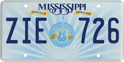 MS license plate ZIE726
