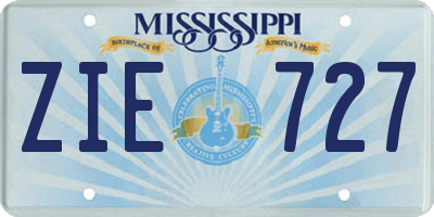MS license plate ZIE727
