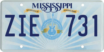 MS license plate ZIE731