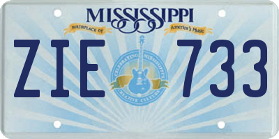 MS license plate ZIE733