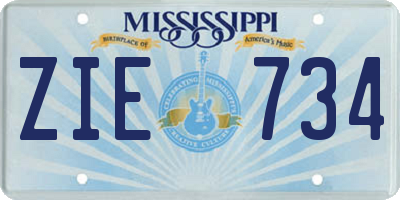 MS license plate ZIE734