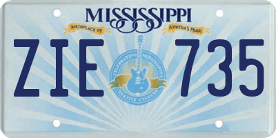 MS license plate ZIE735