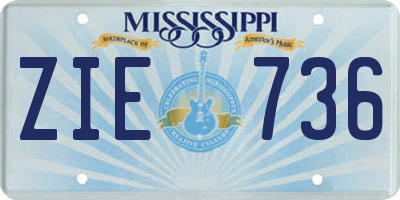 MS license plate ZIE736