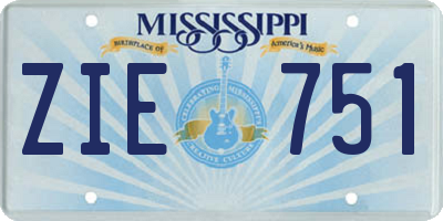 MS license plate ZIE751
