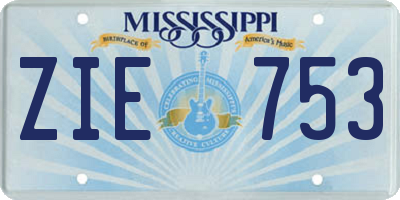 MS license plate ZIE753