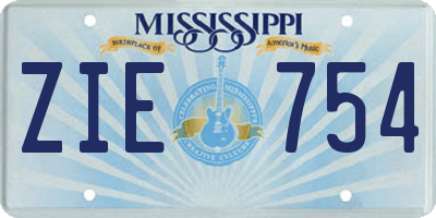 MS license plate ZIE754