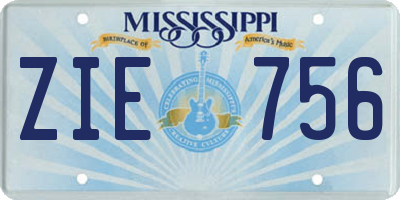 MS license plate ZIE756