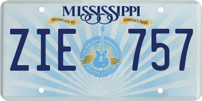 MS license plate ZIE757
