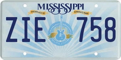 MS license plate ZIE758