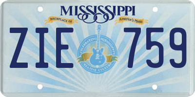 MS license plate ZIE759