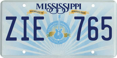 MS license plate ZIE765