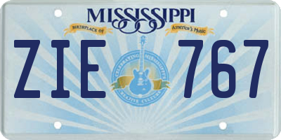 MS license plate ZIE767