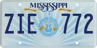 MS license plate ZIE772