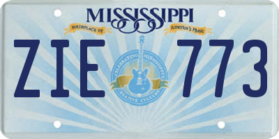 MS license plate ZIE773