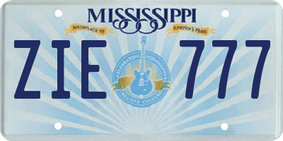 MS license plate ZIE777