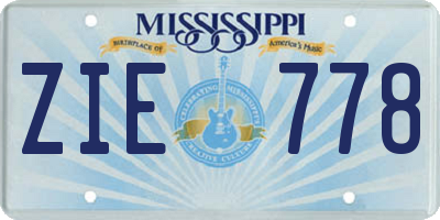 MS license plate ZIE778