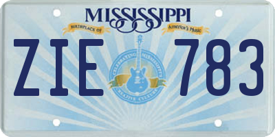 MS license plate ZIE783