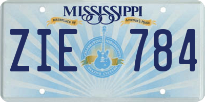 MS license plate ZIE784